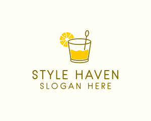 Bartending - Lemon Cocktail Drink logo design