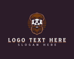 Halloween - Beard Skull Hipster logo design