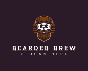 Beard Skull Hipster logo design