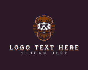 Death - Beard Skull Hipster logo design