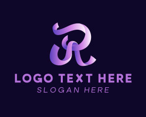 Gradient Ribbon Letter R logo design