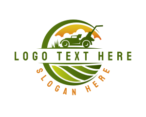 Grass Cutter - Landscaping Lawn Mower logo design