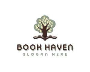 Library - Tree Library Book logo design