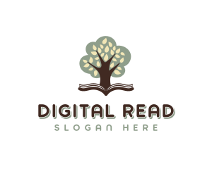 Ebook - Tree Library Book logo design