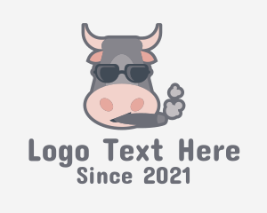 Cigar - Smoking Cigar Cow Mascot logo design