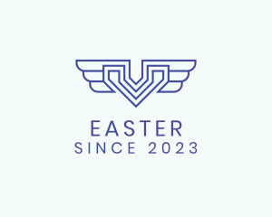 Pilot - Wings Aviation Letter V logo design