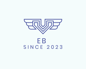 Aeroplane - Wings Aviation Letter V logo design