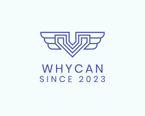 Car - Wings Aviation Letter V logo design