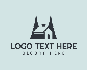 Negative Space - House Cabin Roofing logo design