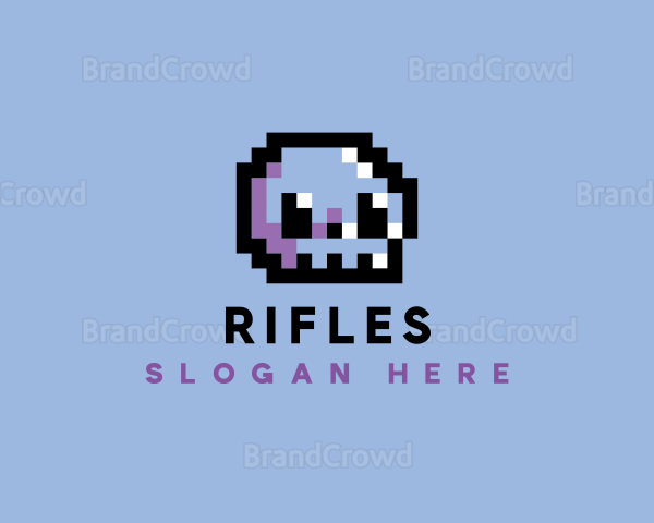 Skull Pixel Retro Logo