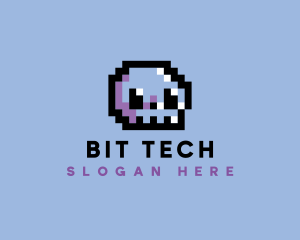 Skull Pixel Retro logo design