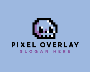 Skull Pixel Retro logo design