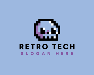 Skull Pixel Retro logo design