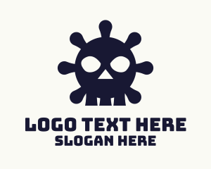 Black And White - Deadly Virus Skull logo design