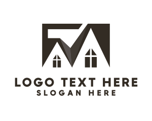 Roofing - House Contractor Builder logo design
