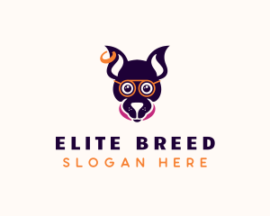 Hipster Dog Pet Grooming logo design