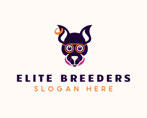 Hipster Dog Pet Grooming logo design