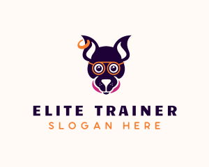 Hipster Dog Pet Grooming logo design