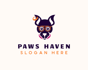 Hipster Dog Pet Grooming logo design