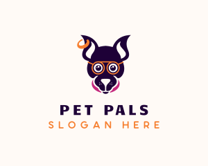 Hipster Dog Pet Grooming logo design