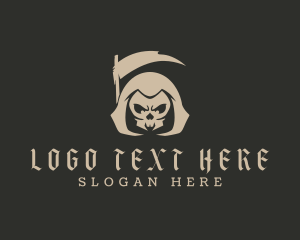 Scythe - Grim Reaper Skull logo design