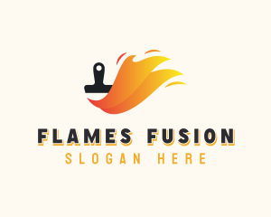 Paint Flame Paintbrush logo design