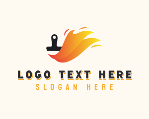 Painter - Paint Flame Paintbrush logo design