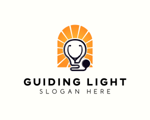 Stethoscope Light Bulb logo design