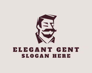 Retro Mustache Gentleman logo design