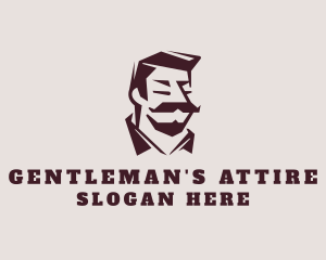 Retro Mustache Gentleman logo design