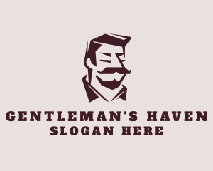 Retro Mustache Gentleman logo design