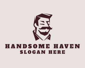 Handsome - Retro Mustache Gentleman logo design