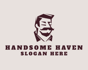 Retro Mustache Gentleman logo design