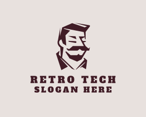 Retro Mustache Gentleman logo design