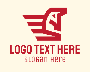 Fictional - Red Winged Horse logo design