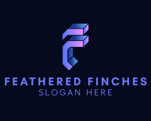 3D Gradient Tech Studio Letter F logo design