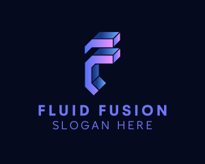 3D Gradient Tech Studio Letter F logo design