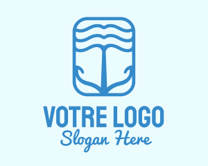 Blue - Wave Anchor Badge logo design