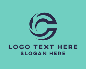 Negative Space - Blue Letter C logo design