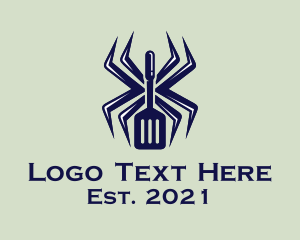 Utensil - Blue Spider Spatula logo design