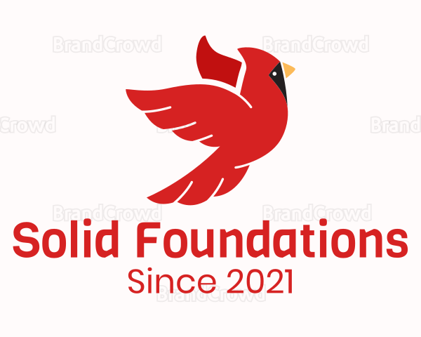 Flying Red Cardinal Bird Logo