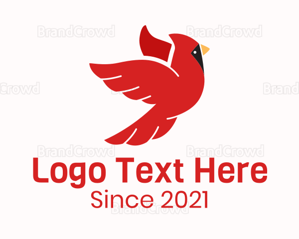 Flying Red Cardinal Bird Logo