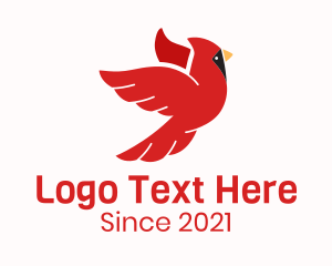Birdwatching - Flying Red Cardinal Bird logo design