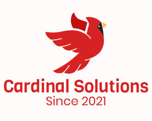 Flying Red Cardinal Bird logo design