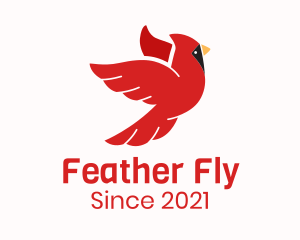 Flying Red Cardinal Bird logo design