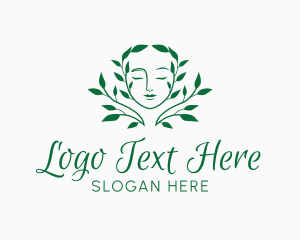 Vegan - Woman Nature Beauty logo design