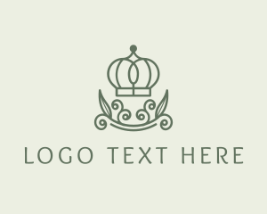 Wealth - Green Wreath Crown logo design