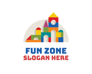 Playtime - Colorful Wooden Toy Blocks logo design