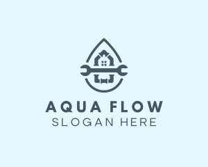 Waterworks - Pipe Wrench House Plumbing logo design