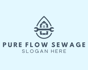 Sewage - Pipe Wrench House Plumbing logo design